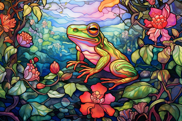 Happy Frog And Flowers