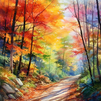 Watercolor Autumn Trail  Paint by Numbers Kit