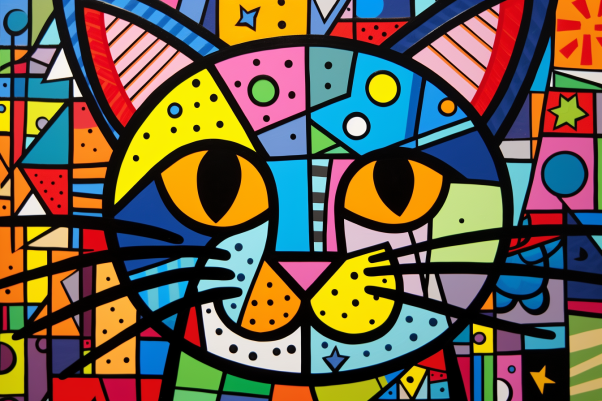 Big Bold Colorful Kitty  Paint by Numbers Kit