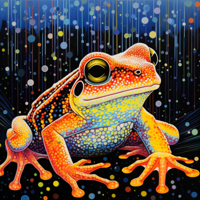 Golden Frog On Colorful Night