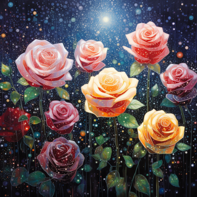 Roses In Starlight  Paint by Numbers Kit