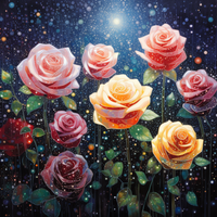 Thumbnail for Roses In Starlight  Paint by Numbers Kit