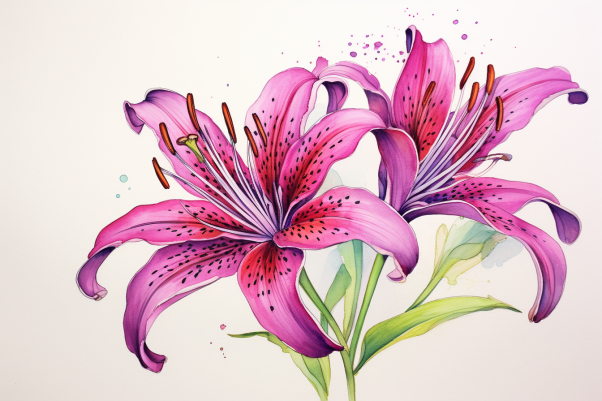 Purple Watercolor Lilies  Paint by Numbers Kit