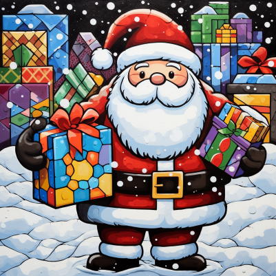 Happy Santa Claus And Gifts