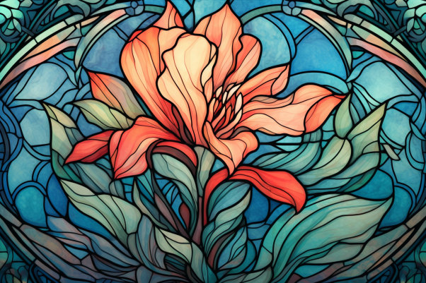 Glorious Orange Stained Glass Flower