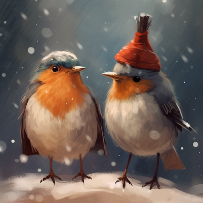 Two Adorable Birds In The Snow