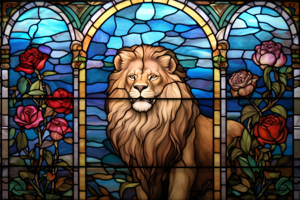 Graceful Stained Glass Lion  Paint by Numbers Kit