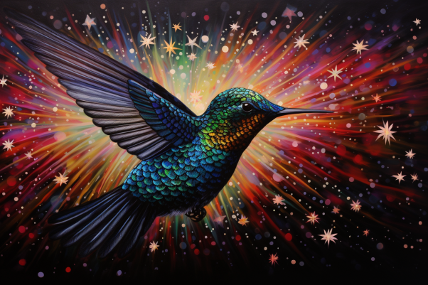 Amazing Hummingbird And Stars