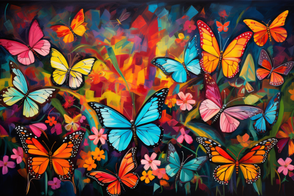 Colorful Butterflies In Spring Field  Paint by Numbers Kit