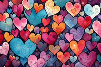 Thumbnail for Many Watercolor Hearts  Paint by Numbers Kit