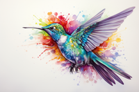 Thumbnail for Rainbow Watercolors Hummingbird  Paint by Numbers Kit