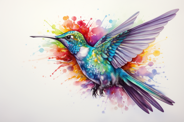 Rainbow Watercolors Hummingbird  Paint by Numbers Kit