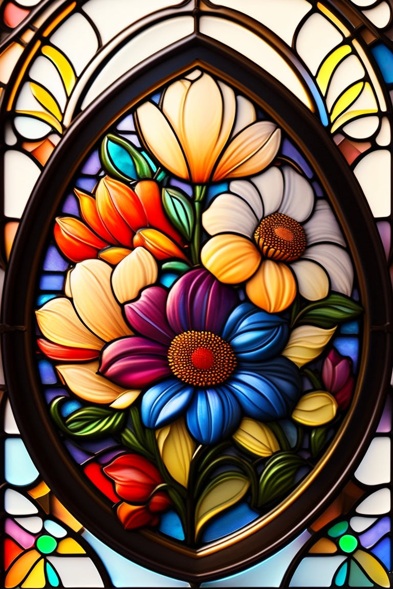 Yellow Flowers On Stained Glass
