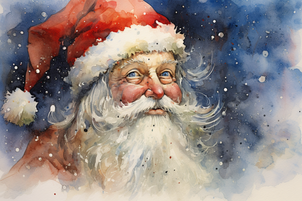 Sweet Watercolor Santa Clause   Paint by Numbers Kit