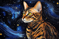 Thumbnail for Bengal Kitty Cat Starry Night  Paint by Numbers Kit