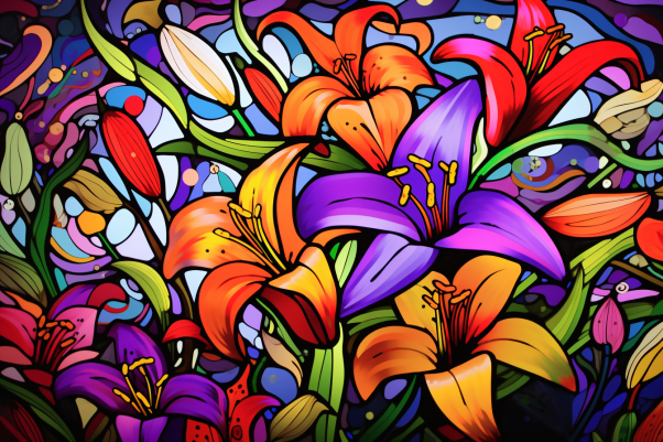 Vibrant Playful Lilies  Paint by Numbers Kit