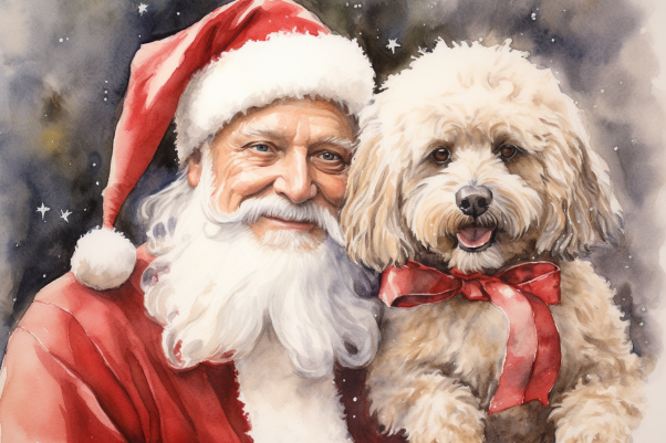 Santa Clause And Poodle