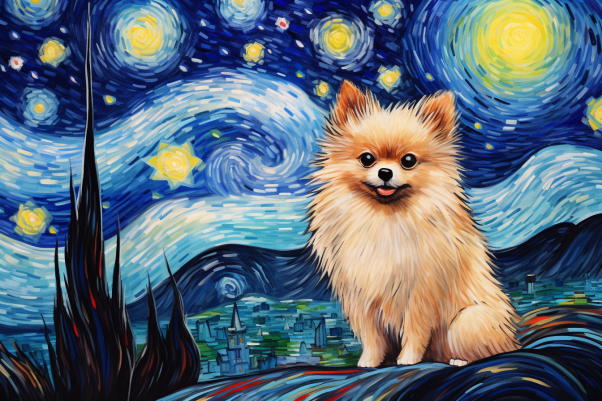 Watercolor Starry Night Pomeranian   Paint by Numbers Kit