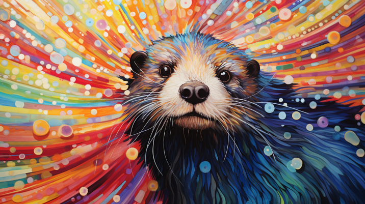 Sweet Otter And Colorburst  Paint by Numbers Kit