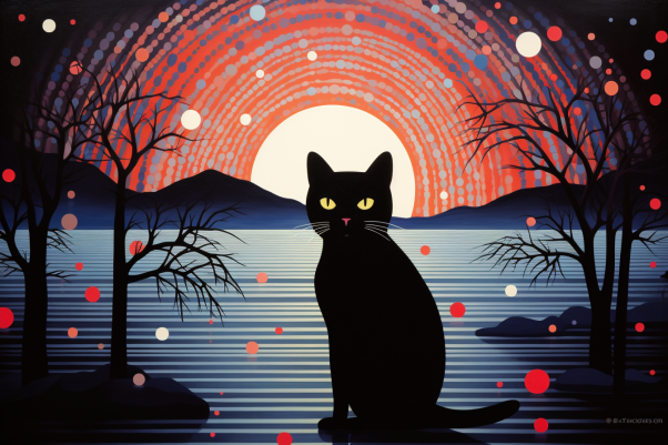 Black Kitty Fantasy Sunset   Paint by Numbers Kit