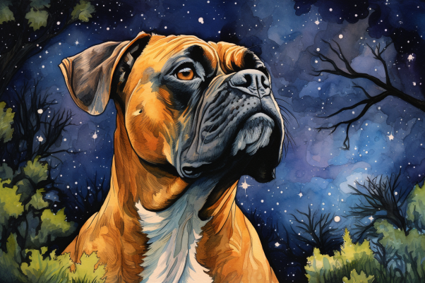 Watercolor Starry Night Boxer  Paint by Numbers Kit