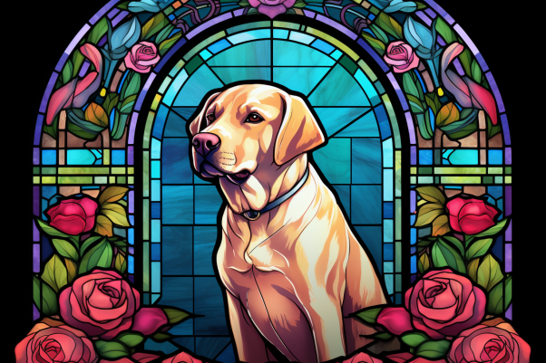 Graceful Sweet Labrador On Stained Glass