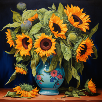 Featuring Vase Full Of Sunflowers