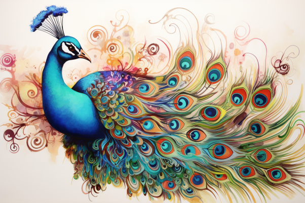 Pretty Peacock Watercolor  Paint by Numbers Kit