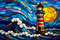 Thumbnail for Stained Glass Lighthouse And Waves