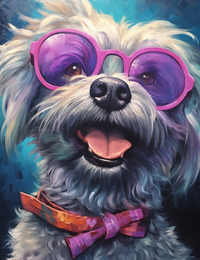 Thumbnail for Happy Dog With Big Purple Glasses