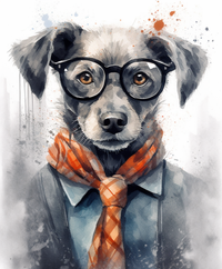 Thumbnail for Puppy In Black Glasses, Pops Of Orange