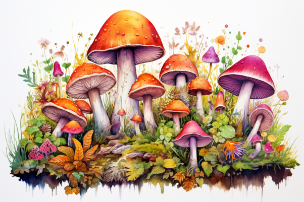 Fun Watercolor Mushroom Collection  Paint by Numbers Kit