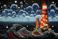 Thumbnail for Colorful Ocean Waves And Lighthouse