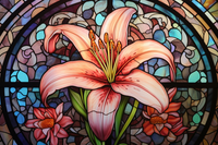 Thumbnail for Graceful Pink Lily On Stained Glass