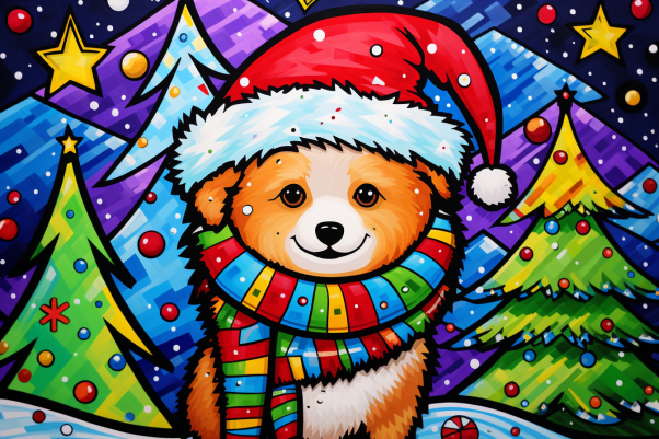 Colorful Christmas Pomeranian