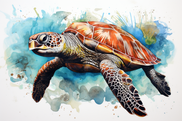 Calm Watercolor Sea Turtle