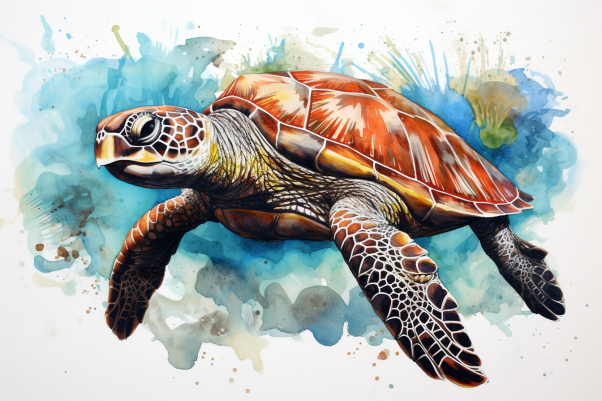 Calm Watercolor Sea Turtle  Paint by Numbers Kit