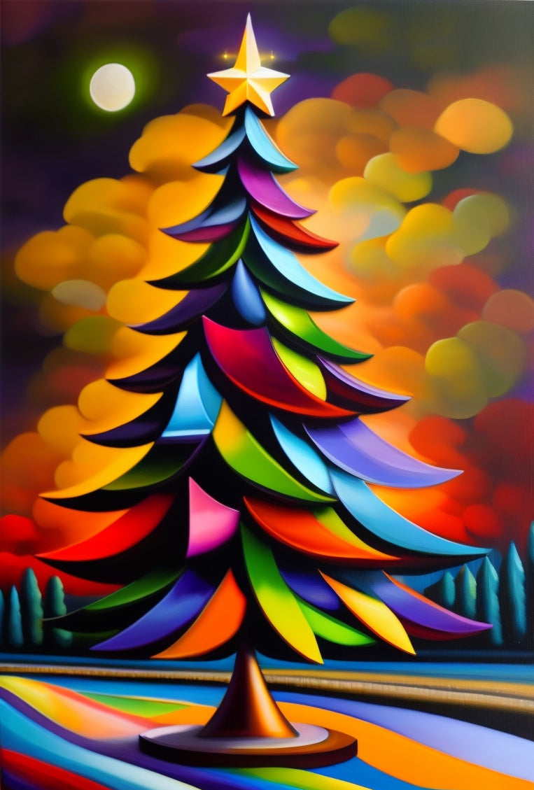 Colorful Tree And Gold Star