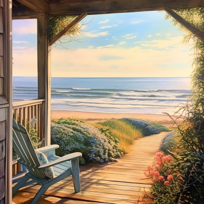 Cozy Ocean Side  Porch  Paint by Numbers Kit
