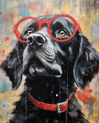 Thumbnail for Black Dog In Red Glasses And Red Collar