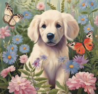 Thumbnail for White Retriever Puppy And Butterflies