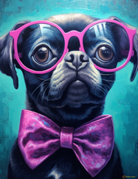 Thumbnail for Huge Purple Glasses And Bow Tie On A Black Dog