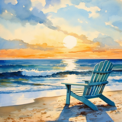 Blue Ocean And Beach Chair  Paint by Numbers Kit