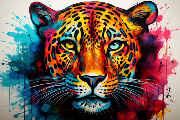 Fun Vibrant Jaguar  Paint by Numbers Kit