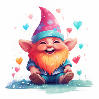 Adorable Happy Gnome In Love
