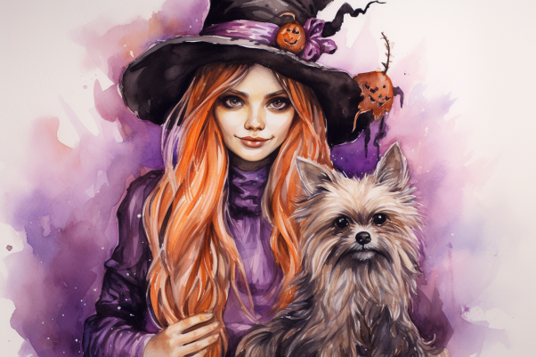 Happy Halloween Witch And Her Dog