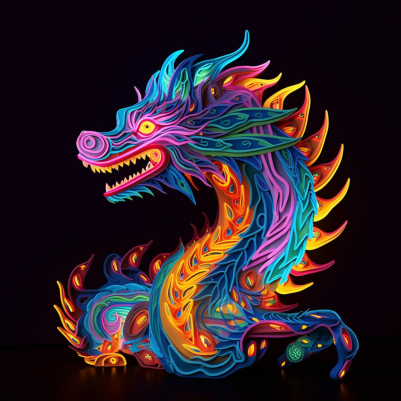 Electric, Neon Dragon With Yellow Eyes