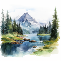 Thumbnail for Mountain In The Morning  Paint by Numbers Kit