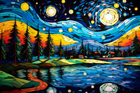 Thumbnail for Colorful Starry Night  And Pond