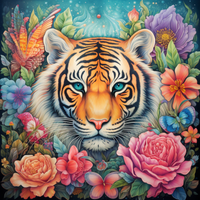 Thumbnail for Blue Eyed Tiger Amongst Flowers